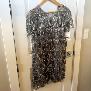 New Zara sequin tassel dress. Size medium. Never worn!
